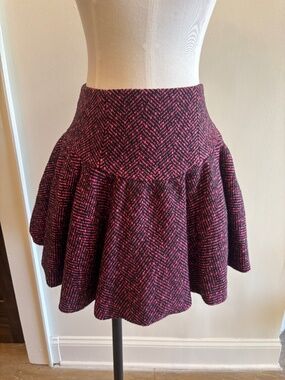 Loveshack Fancy Black/Pink tweed skirt